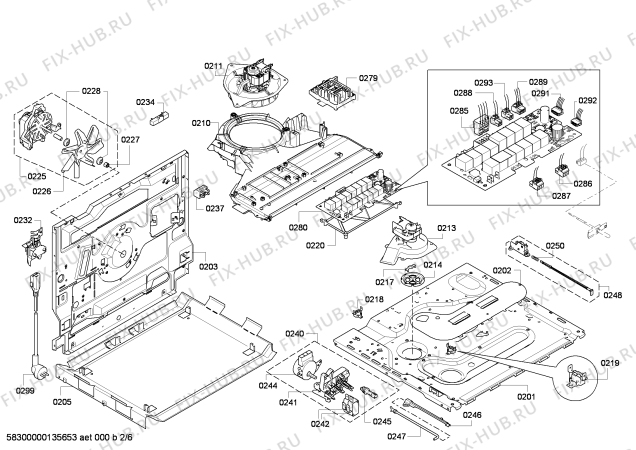 Взрыв-схема плиты (духовки) Bosch HBR78B750 - Схема узла 02