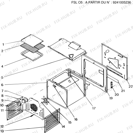 Взрыв-схема плиты (духовки) SCHOLTES FSL05WH (F010476) - Схема узла