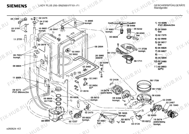 Взрыв-схема посудомоечной машины Siemens SN25001FF - Схема узла 02