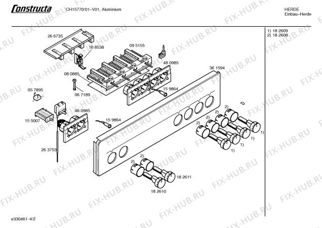 Схема №1 CH14770 с изображением Панель управления для плиты (духовки) Bosch 00361594