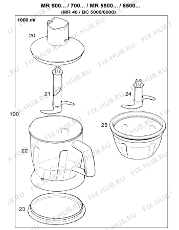 Взрыв-схема блендера (миксера) BRAUN Multiquick 7 MR 730 - Схема узла 3