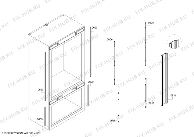 Схема №4 RB472304 Gaggenau с изображением Панель для холодильника Bosch 11023764