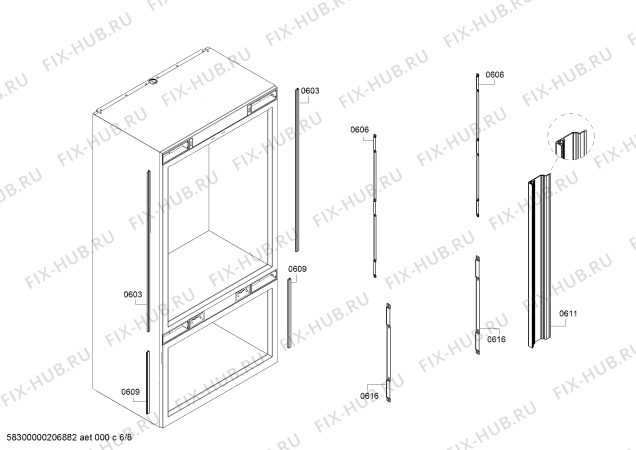 Схема №4 RB472704, Gaggenau с изображением Контейнер для кубиков льда для холодильника Bosch 11024412