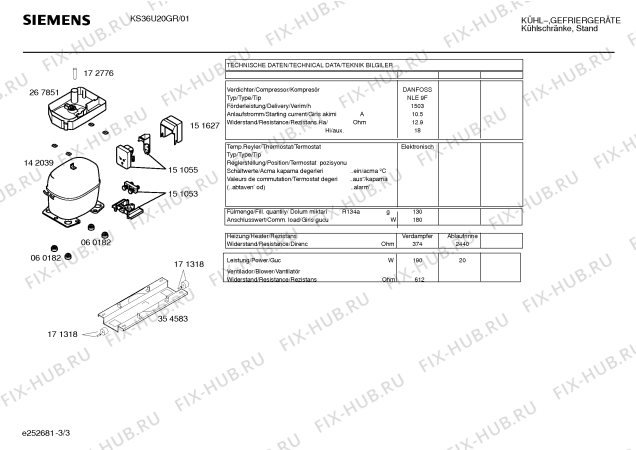 Взрыв-схема холодильника Siemens KS36U20GR - Схема узла 03