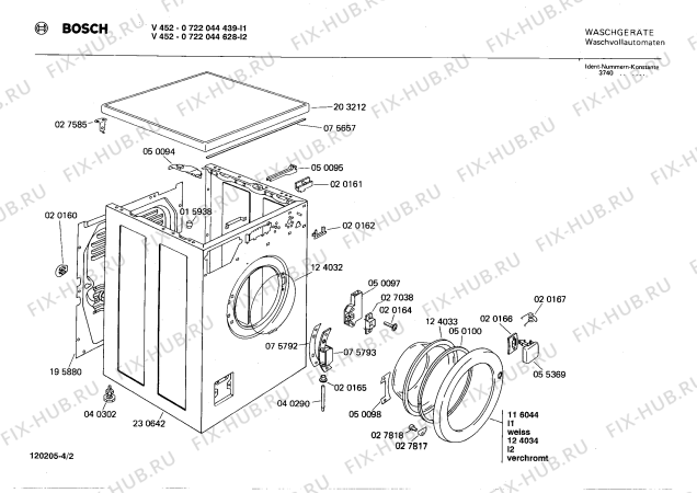 Взрыв-схема стиральной машины Bosch 0722044439 V4522 - Схема узла 02