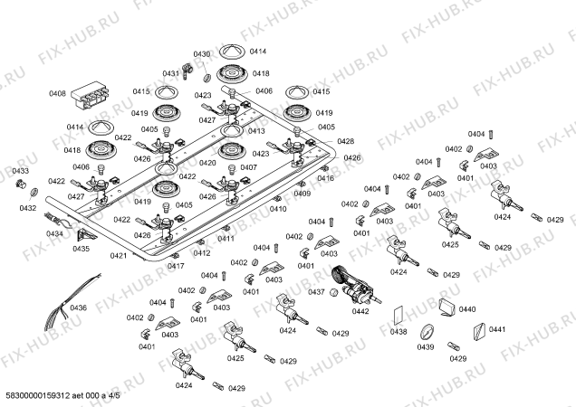 Взрыв-схема плиты (духовки) Bosch HSK65I36EG COCINA BOSCH STYLE GRILL II INOX C/CHURRASQUERA - Схема узла 04