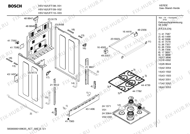 Схема №1 HM22425TR Siemens с изображением Столешница для электропечи Bosch 00243364