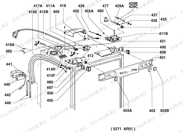 Взрыв-схема холодильника Electrolux RM5271LM - Схема узла Armature/fitting