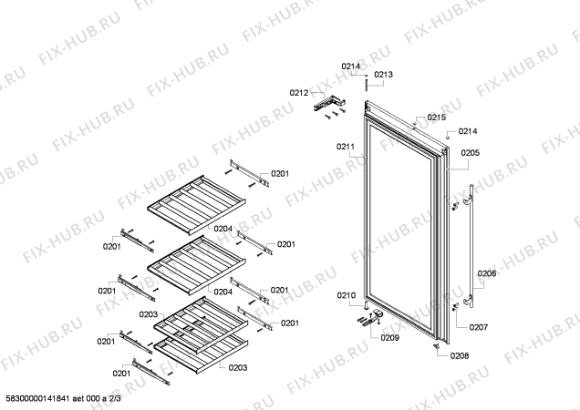 Схема №2 RW424260 с изображением Корпус для холодильника Bosch 00650213