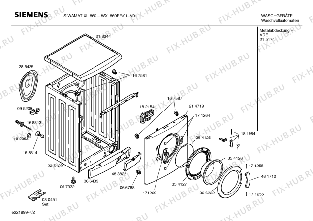 Схема №2 WXL860FE SIWAMAT XL 860  fuzzy plus с изображением Таблица программ для стиралки Siemens 00417553