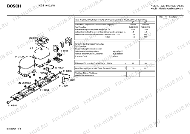 Взрыв-схема холодильника Bosch KGS46122 - Схема узла 04