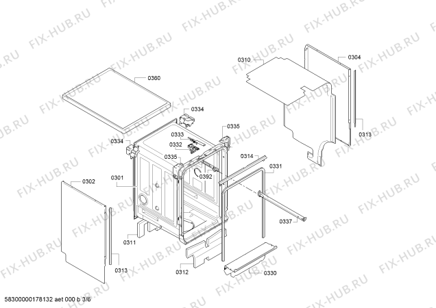 Взрыв-схема посудомоечной машины Bosch SPS30E32RU Serie2, Made in Germany - Схема узла 03