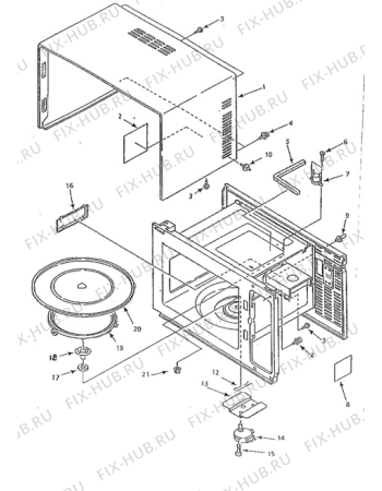 Взрыв-схема микроволновой печи Electrolux NF3030 - Схема узла Oven body