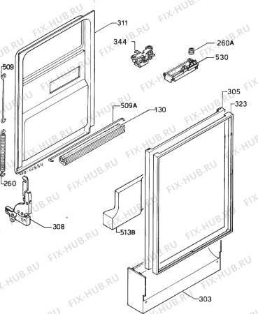 Взрыв-схема посудомоечной машины Zanussi ZP3414M - Схема узла Door 003