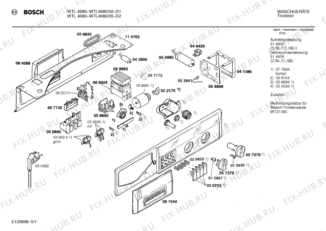 Схема №2 WTL4680 ELECTRONIC с изображением Панель для сушилки Bosch 00277828