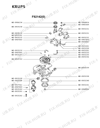 Взрыв-схема кофеварки (кофемашины) Krups F92142(0) - Схема узла 7P001879.9P4