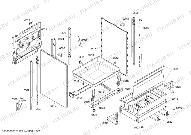 Взрыв-схема плиты (духовки) Bosch HCE778350U - Схема узла 05