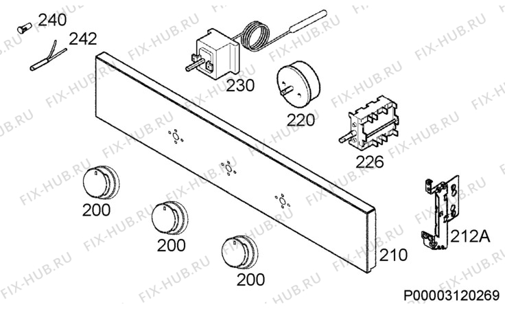 Взрыв-схема плиты (духовки) Electrolux EOB2100CCX - Схема узла Command panel 037