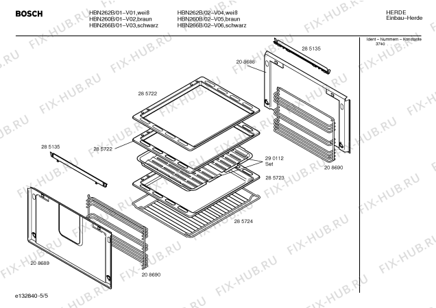 Схема №4 HBN262B с изображением Инструкция по эксплуатации для плиты (духовки) Bosch 00522033