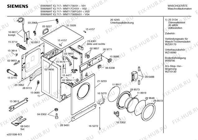 Схема №3 WM71631CH SIWAMAT Serie IQ Aqua Sensor с изображением Таблица программ для стиралки Siemens 00520711