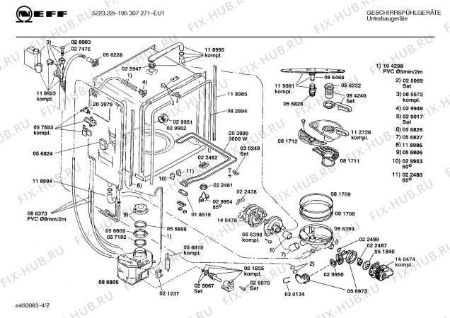 Взрыв-схема посудомоечной машины Neff 195307271 5223.22I - Схема узла 02