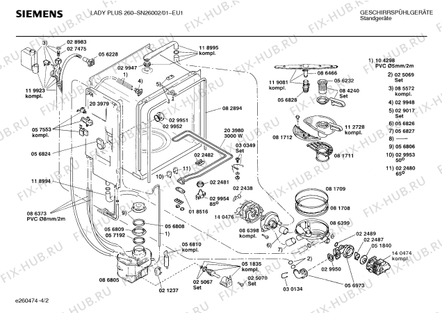 Взрыв-схема посудомоечной машины Siemens SN26002 - Схема узла 02