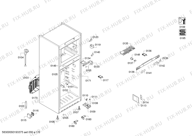 Схема №1 KD53NXI30I Siemens с изображением Дверь для холодильной камеры Siemens 00715141