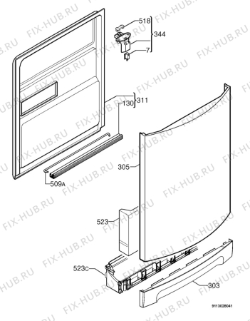 Взрыв-схема посудомоечной машины Electrolux ESF66840X - Схема узла Door 003