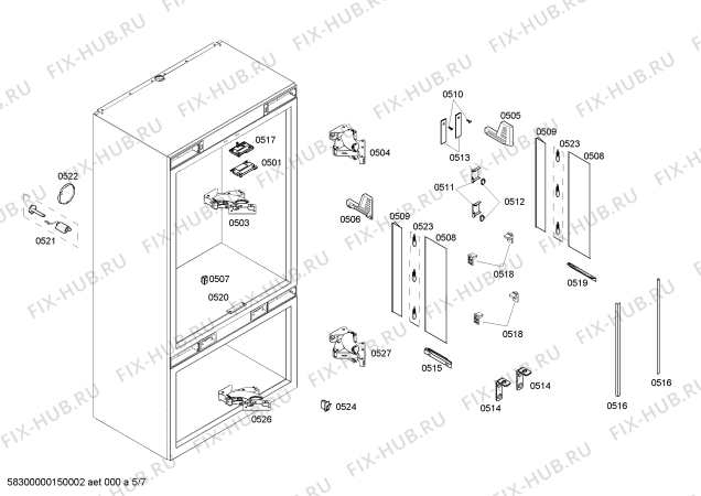 Схема №4 T36IT71NNP с изображением Монтажный набор для холодильника Bosch 00701085