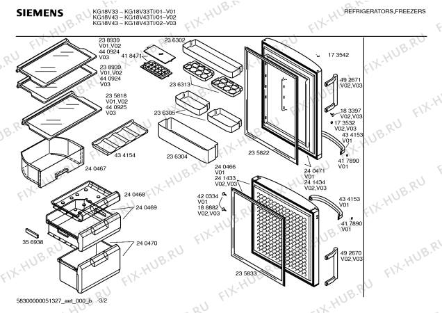 Схема №2 KG20V33TI с изображением Крышка для холодильника Siemens 00434811