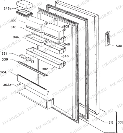 Взрыв-схема холодильника Zanussi Z3000R - Схема узла Door 003