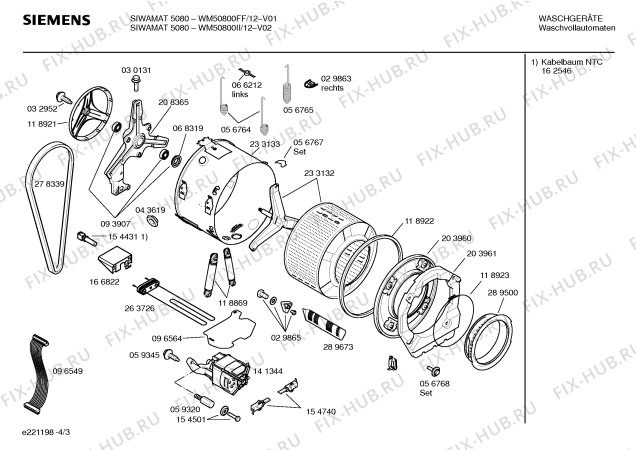 Схема №3 WM50800FF SIWAMAT 5080 с изображением Ручка для стиралки Siemens 00263739