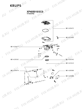 Схема №3 XP405030/3C0 с изображением Криостат для кофеварки (кофемашины) Krups MS-620472