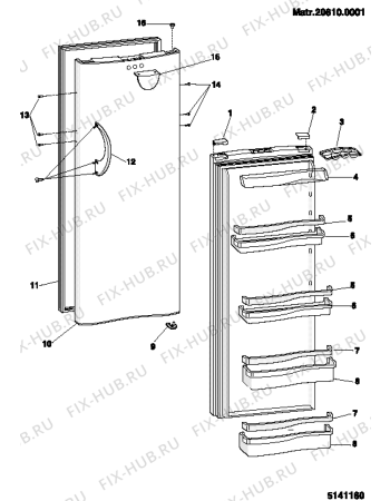 Взрыв-схема холодильника Indesit S304FR (F027987) - Схема узла