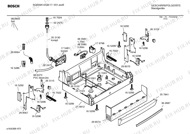 Взрыв-схема посудомоечной машины Bosch SGS59A12GB Limited Edition - Схема узла 05