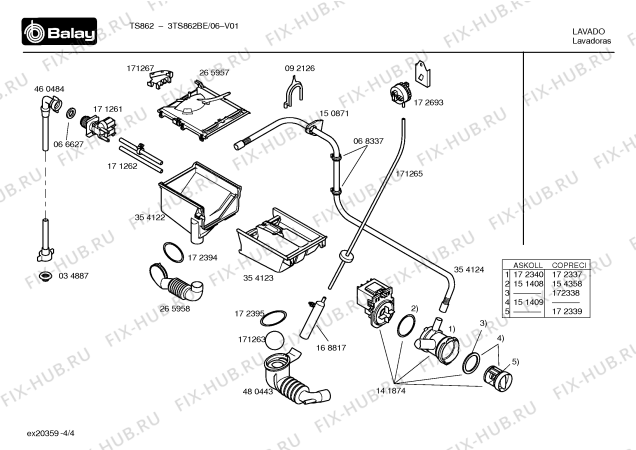 Схема №2 3TS862BE TS862 с изображением Таблица программ для стиралки Bosch 00184718