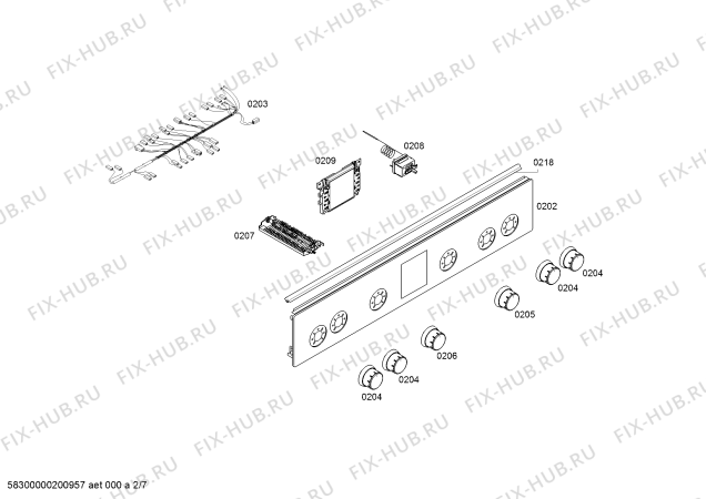 Взрыв-схема плиты (духовки) Bosch HGD74W355R - Схема узла 02