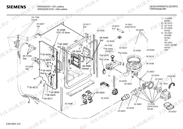 Взрыв-схема посудомоечной машины Siemens SR55203CH - Схема узла 02