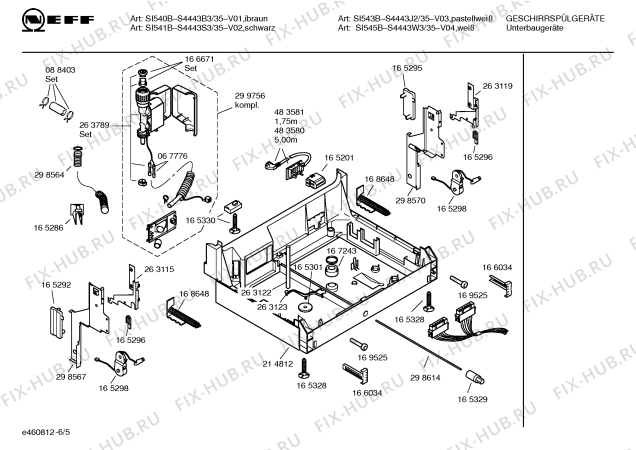 Взрыв-схема посудомоечной машины Neff S4443J2 SI543B - Схема узла 05