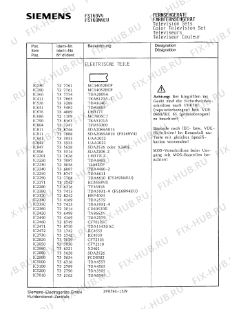 Схема №8 FS169N4EU с изображением Инструкция по эксплуатации для жк-телевизора Siemens 00530661
