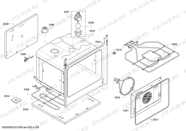 Взрыв-схема плиты (духовки) Siemens HB23AB521J - Схема узла 03
