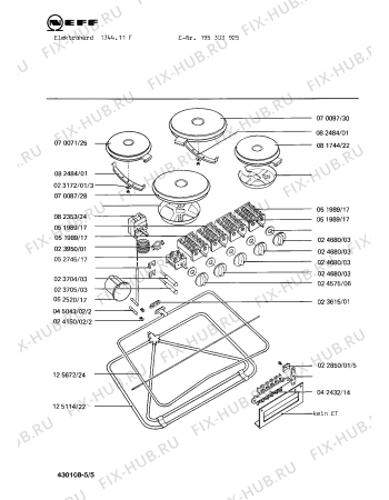 Взрыв-схема плиты (духовки) Neff 195303925 1344.11F - Схема узла 05