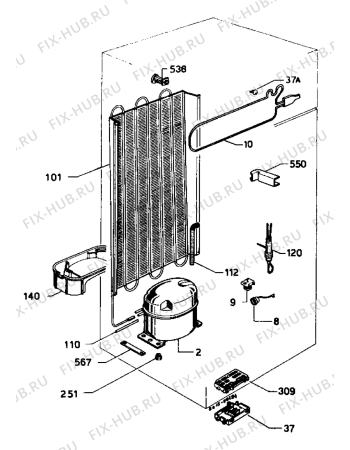 Взрыв-схема холодильника Castor CM254DT - Схема узла Refrigerator cooling system