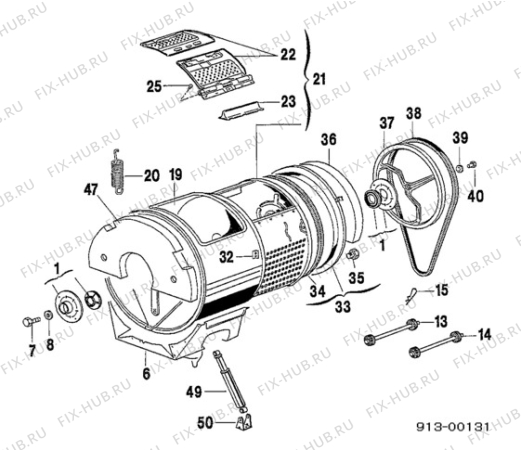 Взрыв-схема стиральной машины Electrolux EW1231T - Схема узла Drum