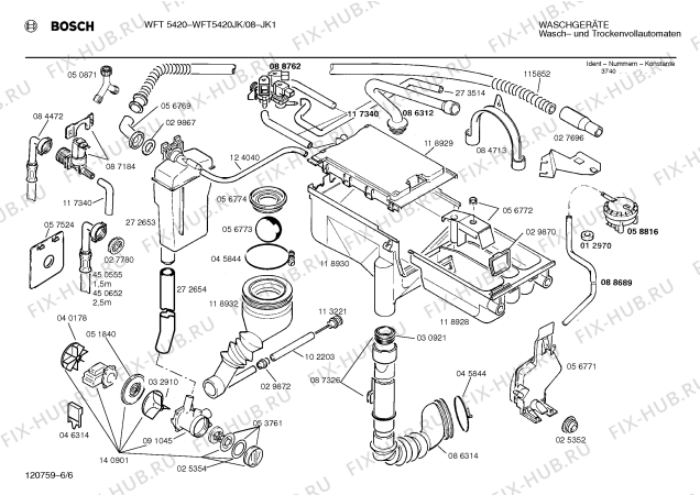 Взрыв-схема стиральной машины Bosch WFT5420JK WFT5420 - Схема узла 06