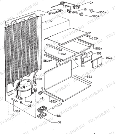 Взрыв-схема холодильника Privileg 020709 2 - Схема узла Refrigerator cooling system