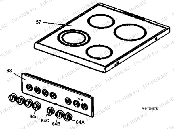 Взрыв-схема плиты (духовки) Electrolux EKC511501W - Схема узла Section 4