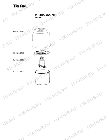 Взрыв-схема блендера (миксера) Tefal MF805G65/700 - Схема узла GP004559.2P2