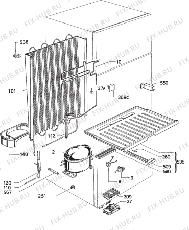 Взрыв-схема холодильника Zanussi Z622/6-3D - Схема узла Refrigerator cooling system