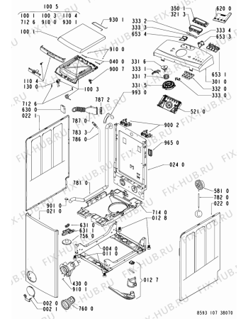 Схема №1 AWE 9128 с изображением Обшивка для стиральной машины Whirlpool 481245310923